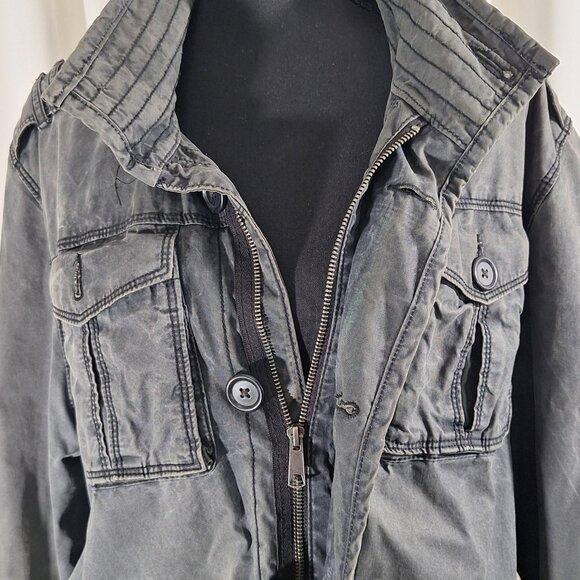 Old Navy Mens Size Large Utility Field Jacket Coat Charcoal Functional Fashion - Picture 2 of 11